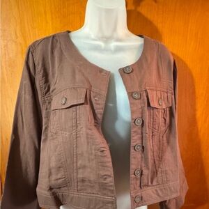 Torrid brown crop jacket, size 2, brand new w/tags